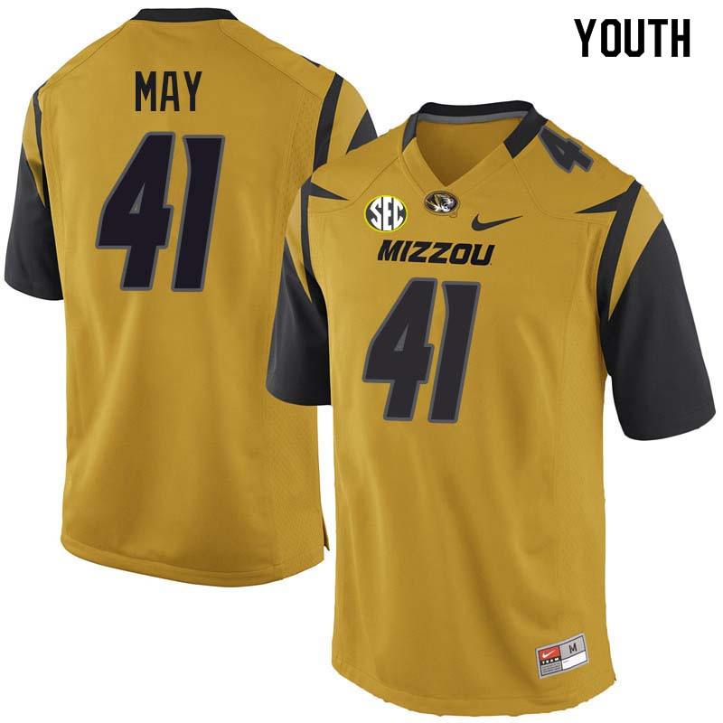 Youth #41 Chance May Missouri Tigers College Football Jerseys Sale-Yellow - Click Image to Close